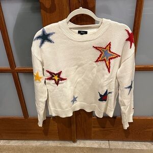 Rails White Sweater with Colorful Star Patterns